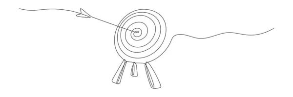 Objetivo Con Dibujo Línea Continua Flecha Círculo Lineal Dibujado Mano — Vector de stock