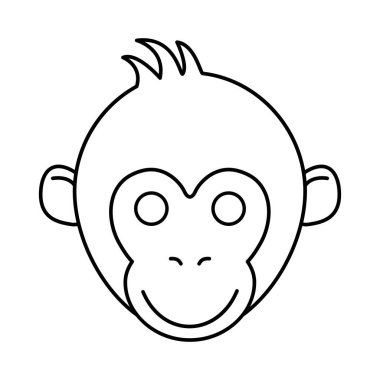 Monkey line head. Vector illustration isolated on white.