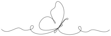 Butterfly continuous line art drawing. Vector illustration isolated on white.