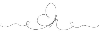 Butterfly continuous line art drawing. Vector illustration isolated on white.