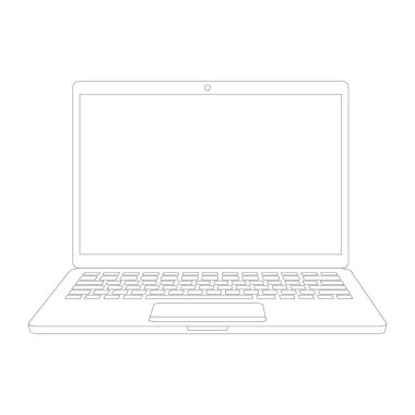 Laptop line contour icon. Open computer linear gadget. Vector illustration isolated on white.