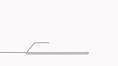 Dizüstü bilgisayar ve açık zarf aralıksız çizgi animasyonu. İleti konsepti canlandırılmış video gönder.