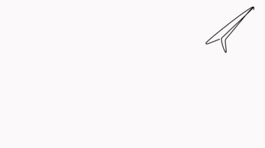 Zarf aralıksız çizgi çizimli animasyon kağıt uçak. E- posta doğrusal video canlandırması.