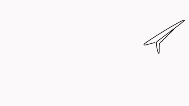 Uçan kağıt uçaklı ampul sürekli çizgi çiziyor. Fikir kavramsal sembolü canlandırılmış video.