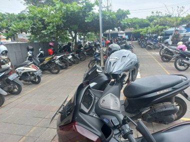 Semarang, Indonesia-february 15, 2023: motorcycle parked in the city center