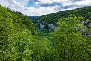 Hırvatistan 'daki Plitvice Gölleri Ulusal Parkı' nın güzel manzarası 