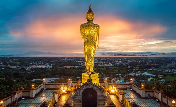 Wat Phra Khao Noi Sunrise Time Cityscape Nan City Background — Stock fotografie