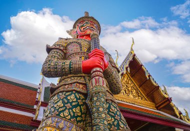 Tayland Grand Palace ve Wat phra kaew, Bangkok 'taki dev heykel.