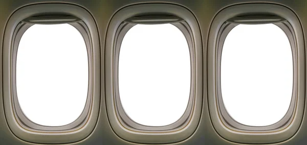 Diecut Część Okien Samolotu Otwarte Okna Pokazania Widoku Boku Samolotu — Zdjęcie stockowe