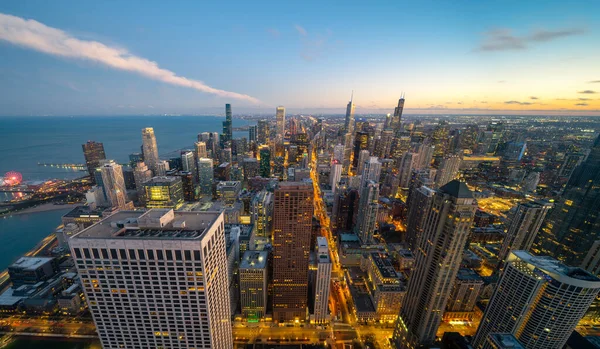 Chicago Building City View Observation Deck High Level Sunset Sky — Stock Photo, Image