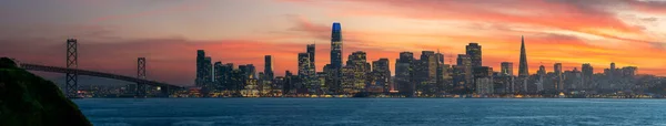 Pohled Město San Francisco Bay Bridge Barevným Západem Slunce Ostrova — Stock fotografie
