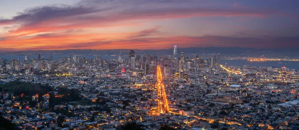 San Francisco Skyline Stadsbild Utsikt Från Toppen Kullen Natt Stad — Stockfoto
