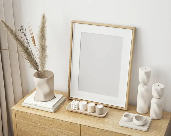 Çerçeve modeli, ISO. Kağıt boyutunda. Oturma odası poster modeli. Evin arka planına sahip iç modeller. Modern iç tasarım. 3 Boyutlu Hazırlama