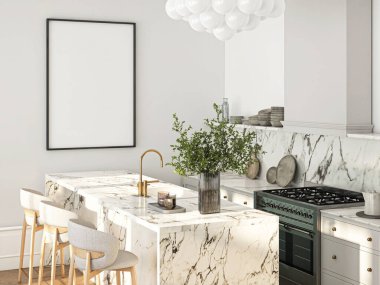 Çerçeve modeli, ISO. Kağıt boyutunda. Oturma odasının poster modeli. Evin arka planına sahip iç modeller. Modern iç tasarım. 3 Boyutlu Hazırlama