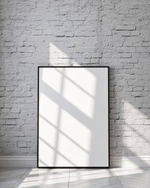 Doğal Işık ve Minimalist Dekorla Modern Oturma Odası Poster Model Model. 3 Boyutlu Hazırlama.