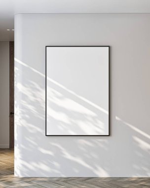 Zarif Oda 'da Dikey Poster Çerçeve Model. Kapatın. 3B Hazırlama.