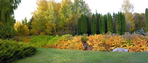 Panoramiczny Obraz Jesiennego Parku Październiku — Zdjęcie stockowe