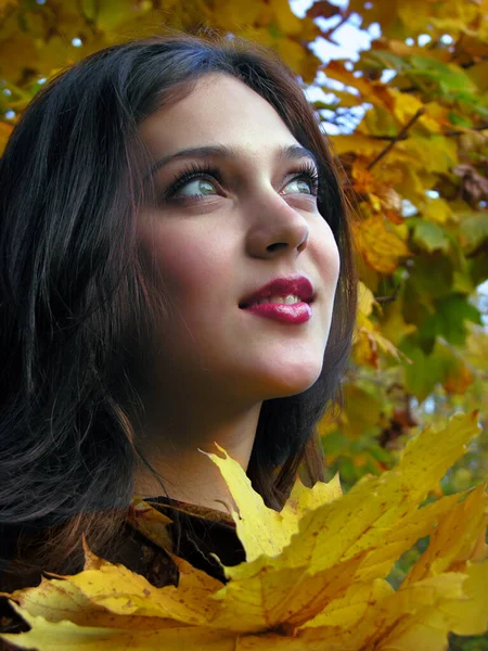 Portret Młodej Kobiety Atrakcyjne Parku Jesień — Zdjęcie stockowe
