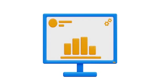 Animación Icono Icono Del Ordenador Con Infografías Pantalla Monitor Computadora — Vídeo de stock