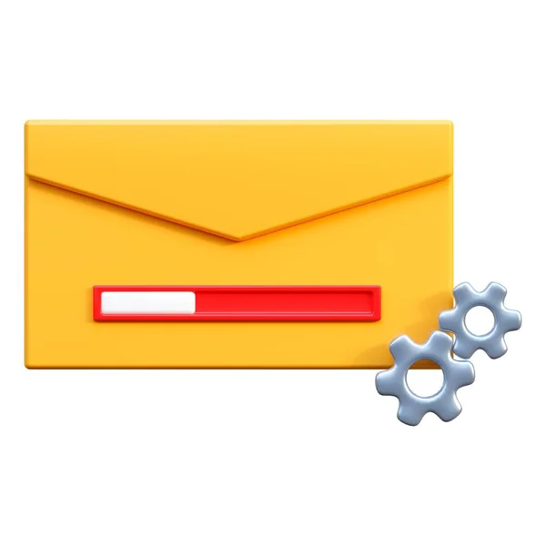 Envelope 장전된 메시지를 형태의 아이콘입니다 기계기어 렌더링 일러스트는 스타일이다 — 스톡 사진