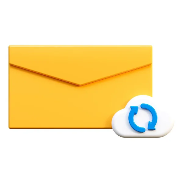 Envelop Enveloppe Met Cloud Opslag Bericht Synchroniseren Pictogram Maken Illustratie — Stockfoto