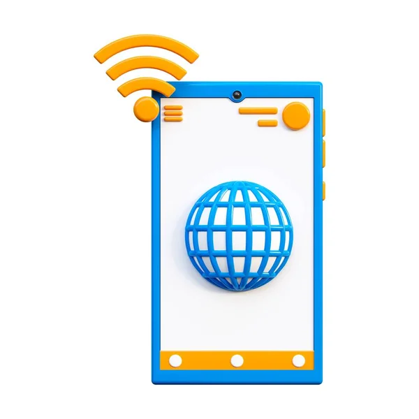 Telefon Symbol Mit Internet Netzwerk Symbol Auf Dem Display Internetanschluss — Stockfoto