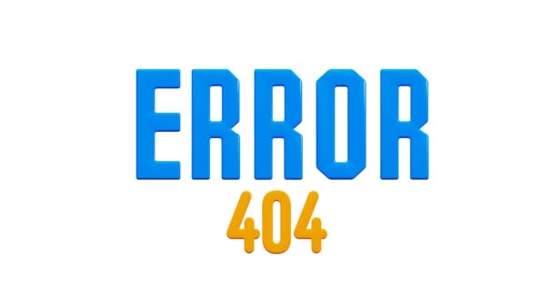 Webリソースエラーアイコンの3Dアニメーション 漫画スタイルのアイコンの3Dレンダリング エラーメッセージ 404 黒と白のアルファチャンネルとの白い背景の4Kアニメーション — ストック動画