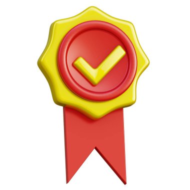 Seçkin bir ödül. Çalışma, eğitim ve bilim alanındaki başarılar için bir kurdele ile düzen. Çizgi film tarzında üç boyutlu çizim. Saydam arkaplan, izolasyon.