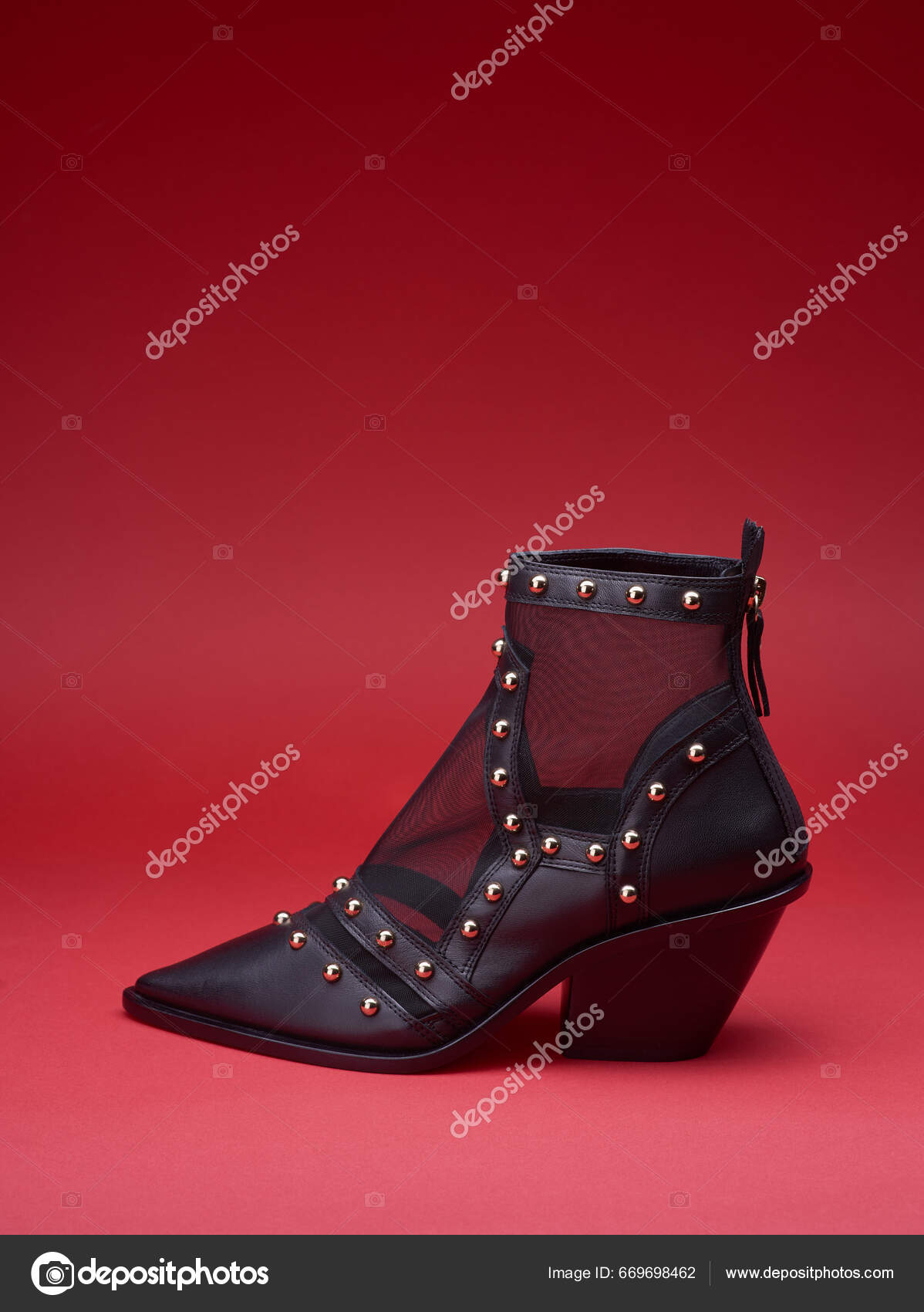 Posh Black Female Leather Pointed Toe Boot Riding Heel Zipper Stock Photo  by ©Lightfactory 669698462