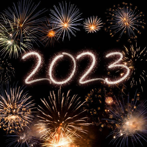 2023 Fundo Fogos Artifício Ano Novo Feriados Felizes Conceito Ano — Fotografia de Stock