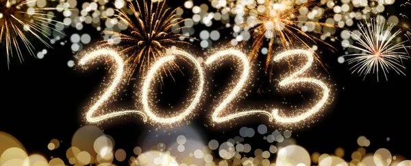 2023 Nieuwjaar Vuurwerk Achtergrond Fijne Feestdagen Nieuwjaar Concept — Stockfoto