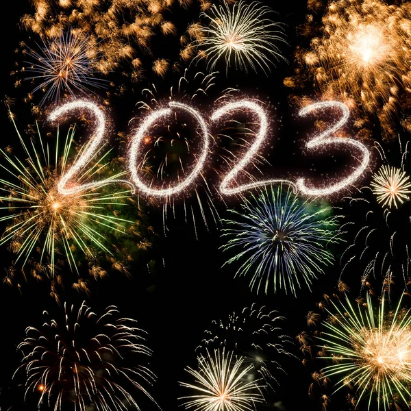 2023 Новорічний Феєрверк Фон Щасливі Свята Концепція Нового Року — стокове фото