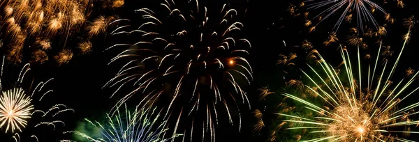 Año Nuevo Fuegos Artificiales Fondo Felices Fiestas Concepto Año Nuevo —  Fotos de Stock
