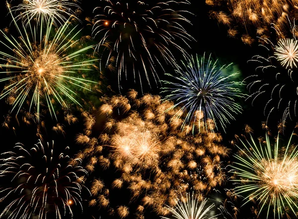 Nieuwjaar Vuurwerk Achtergrond Fijne Feestdagen Nieuwjaar Concept — Stockfoto