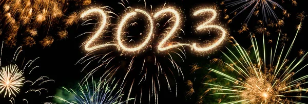 2023 Nyår Fyrverkerier Bakgrund Glad Semester Och Nytt Koncept — Stockfoto