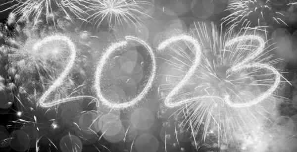2023 Fondo Fuegos Artificiales Año Nuevo Felices Fiestas Concepto Año — Foto de Stock