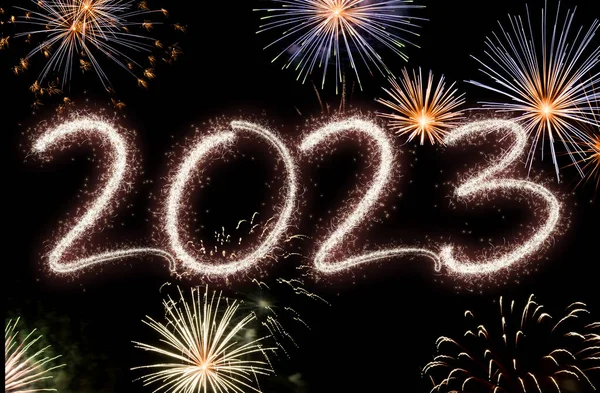 2023 Fundo Fogos Artifício Ano Novo Feriados Felizes Conceito Ano — Fotografia de Stock