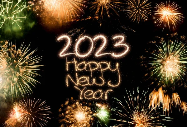 2023 Πρωτοχρονιά Πυροτεχνήματα Φόντο Καλές Διακοπές Και Την Έννοια Του — Φωτογραφία Αρχείου