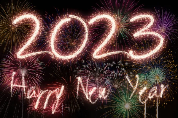 2023 Szilveszter Tűzijáték Háttér Boldog Ünnepeket Újév Koncepció — Stock Fotó