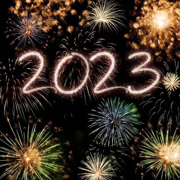 2023 New Year fireworks background, happy holidays and new year concept