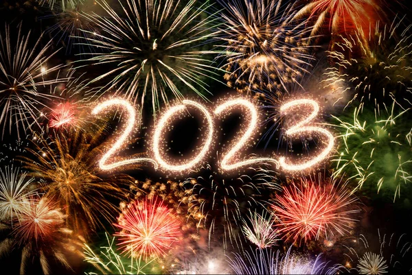2023 Новорічний Феєрверк Фон Щасливі Свята Концепція Нового Року — стокове фото