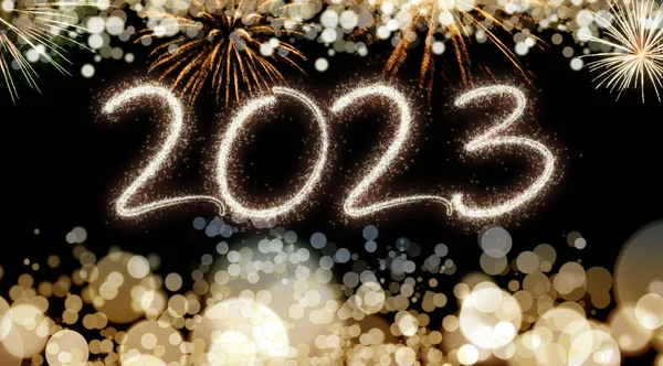2023年正月花火の背景 幸せな休日や新年のコンセプト — ストック写真