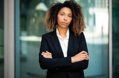 Confident young afro american female manager outdoor