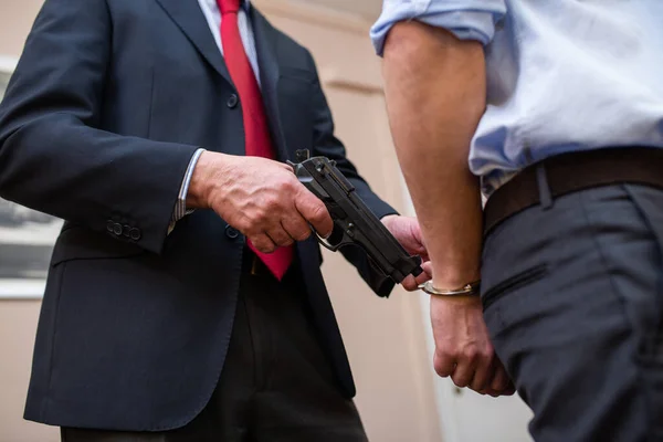 Agent Arresting Businessman His Office — Stock Photo, Image