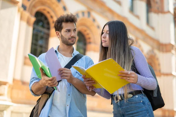 College Students Walking Talking Park College — Stock Photo, Image