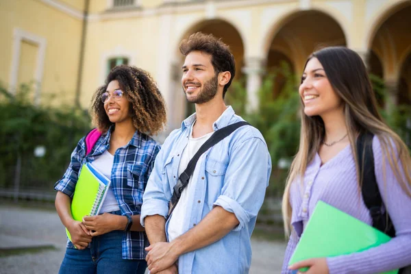 Group College Students Front School — Stock Photo, Image