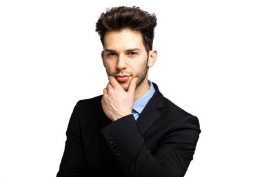 düşünceli işadamı üzerinde beyaz izole