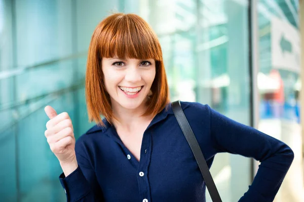 stock image Confident young female manager outdoor in a modern urban setting