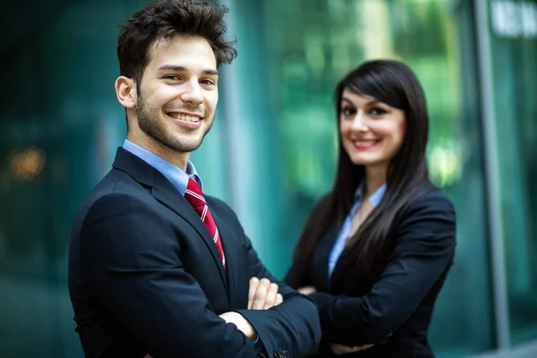 Business Partners Outdoor Smiling Confidently — Stock Photo, Image