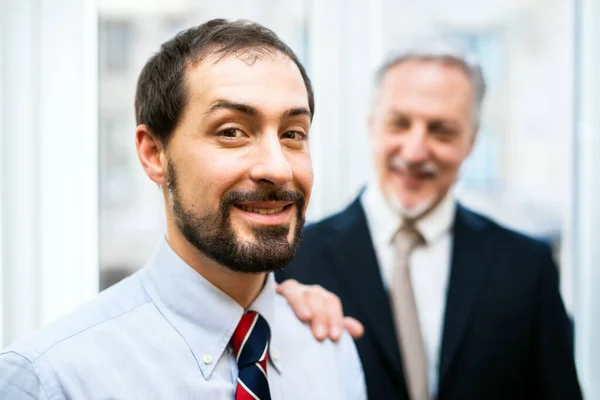 Senior Manager Putting His Hand Colleague Shoulder — Stock Photo, Image